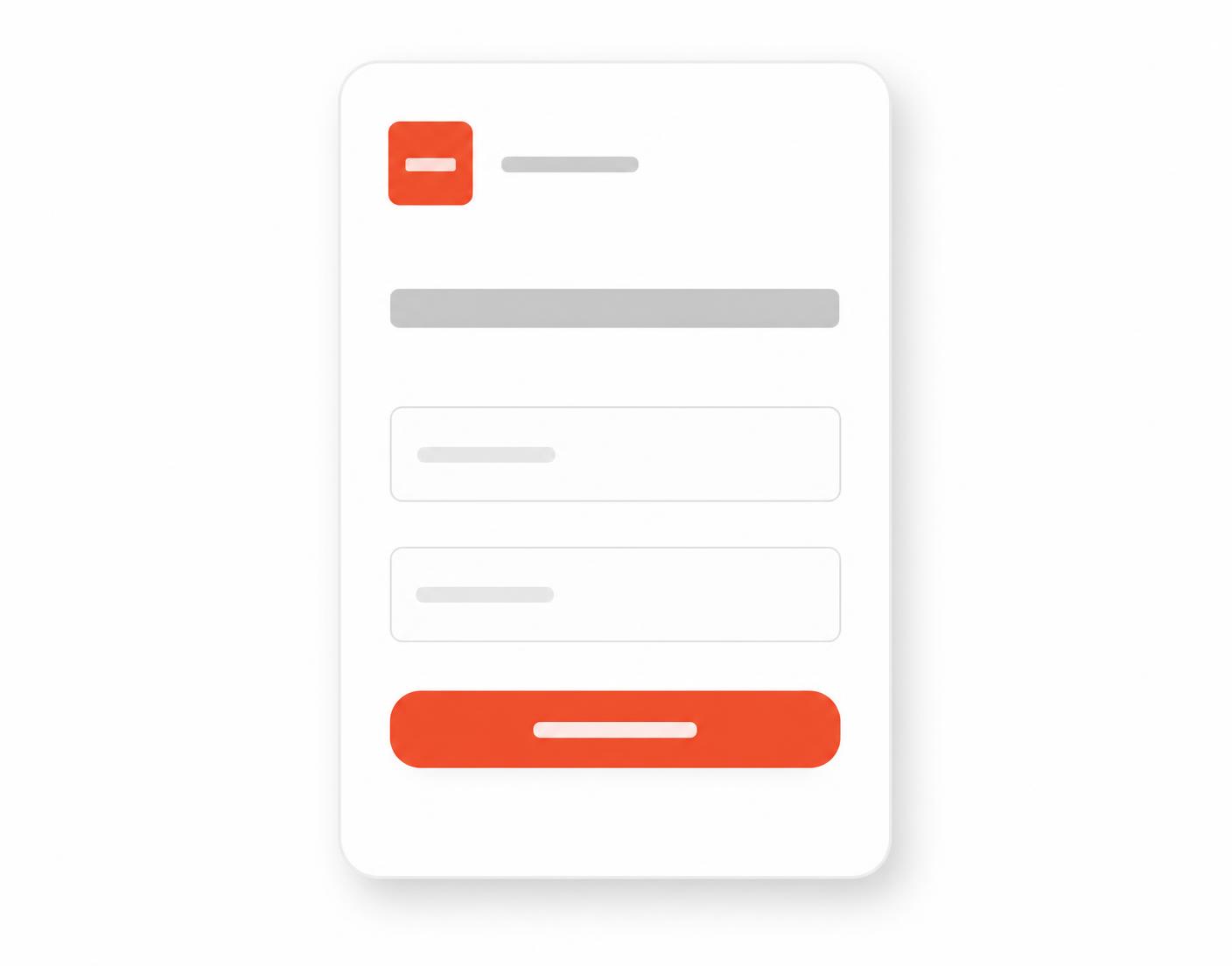 An abstract representation of the branded sign-in screen: a square company logo tile, a heading, two fields and a primary button