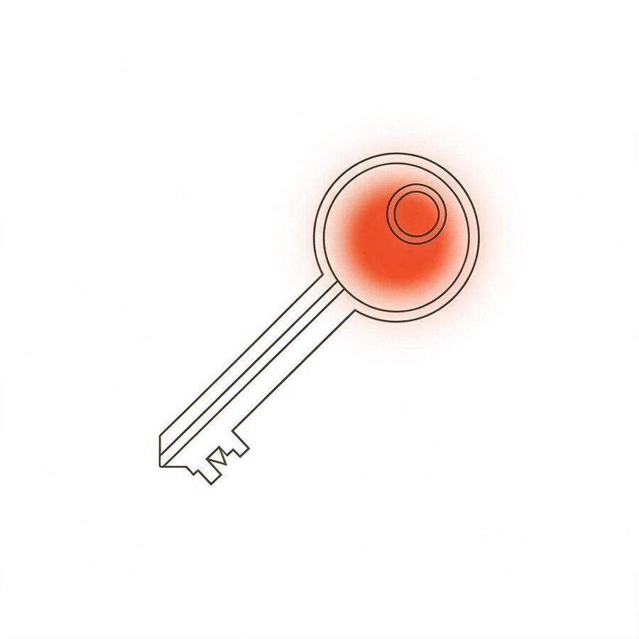 A key with an ember bow, for keeping your own domain